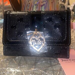 JUICY COUTURE black licorice "My Heart Will Go On" Trifold Wallet